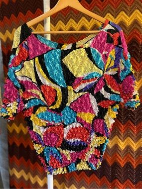 Vintage Y2K Colorful Abstract Popcorn Shirt